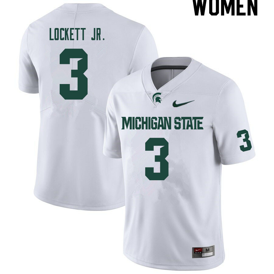 Women #3 Terry Lockett Jr. Michigan State Spartans College Football Jerseys Sale-White